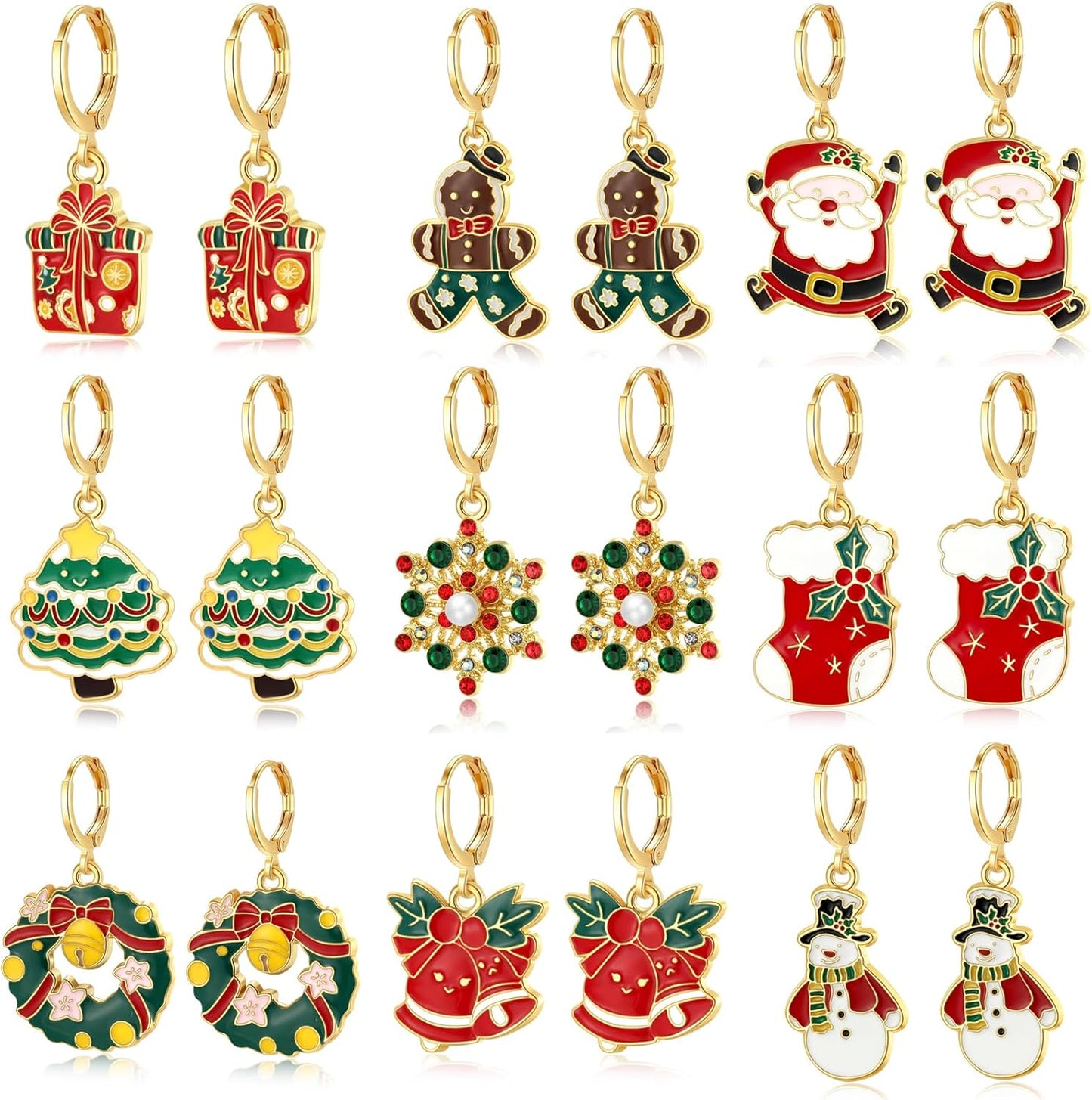20/9 Pairs Christmas Earrings for Women Christmas Drop Dangle Earrings Set Christmas Tree Holiday Earrings Hook Earrings Party Jewelry Christmas Gifts