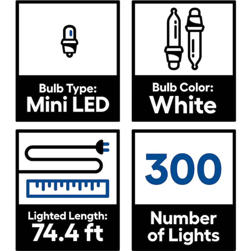 300-Count 74.4 Ft Staybright Warm White LED String Christmas Lights