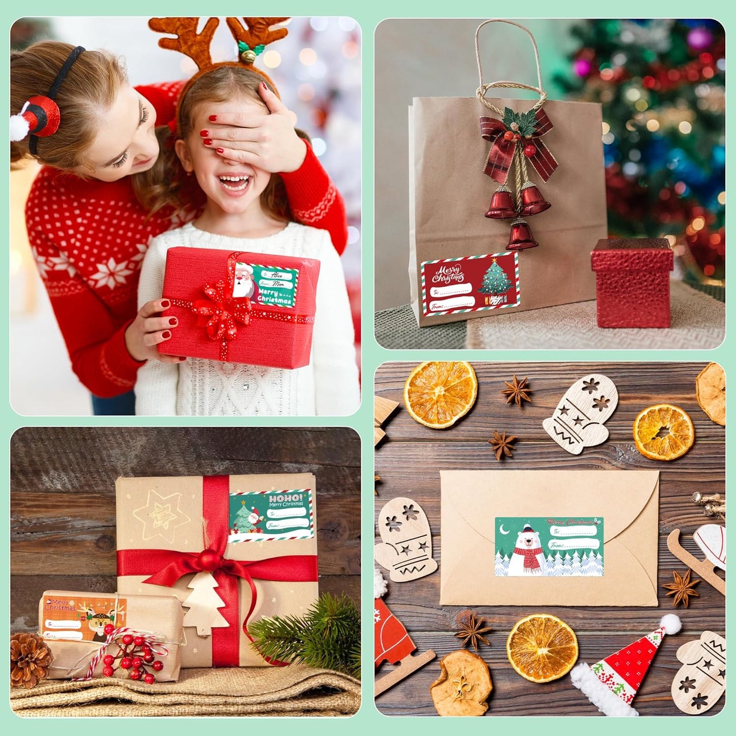 500 PCS Christmas Gift Tags - Gift Tags for Christmas Presents - Christmas Gifts for Women Men Kids - Christmas Wrapping Paper - Christmas Decorations - Christmas Gift Bags (2.95 X 1.6 Inch)