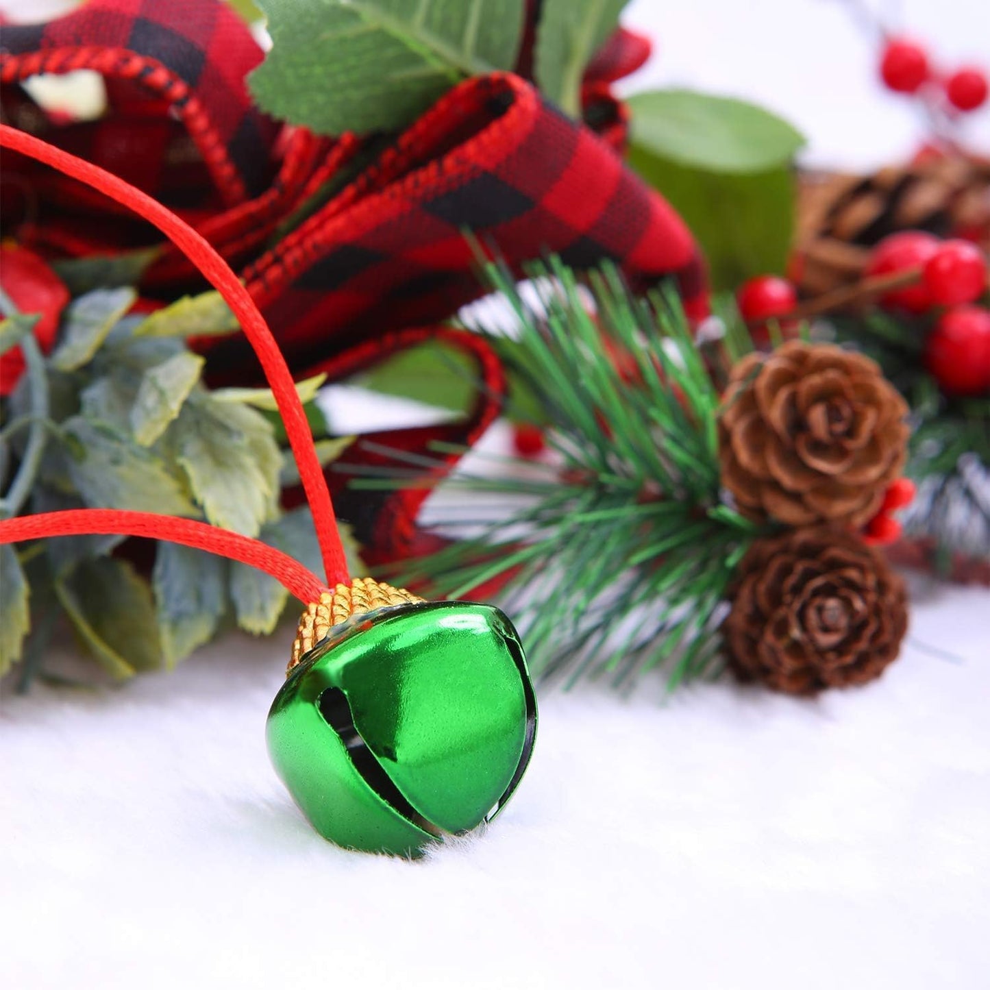 24 Pieces Christmas Jingle Bell Necklaces Christmas Decoration Bell Necklaces with Connect Ribbons for Christmas Supplies