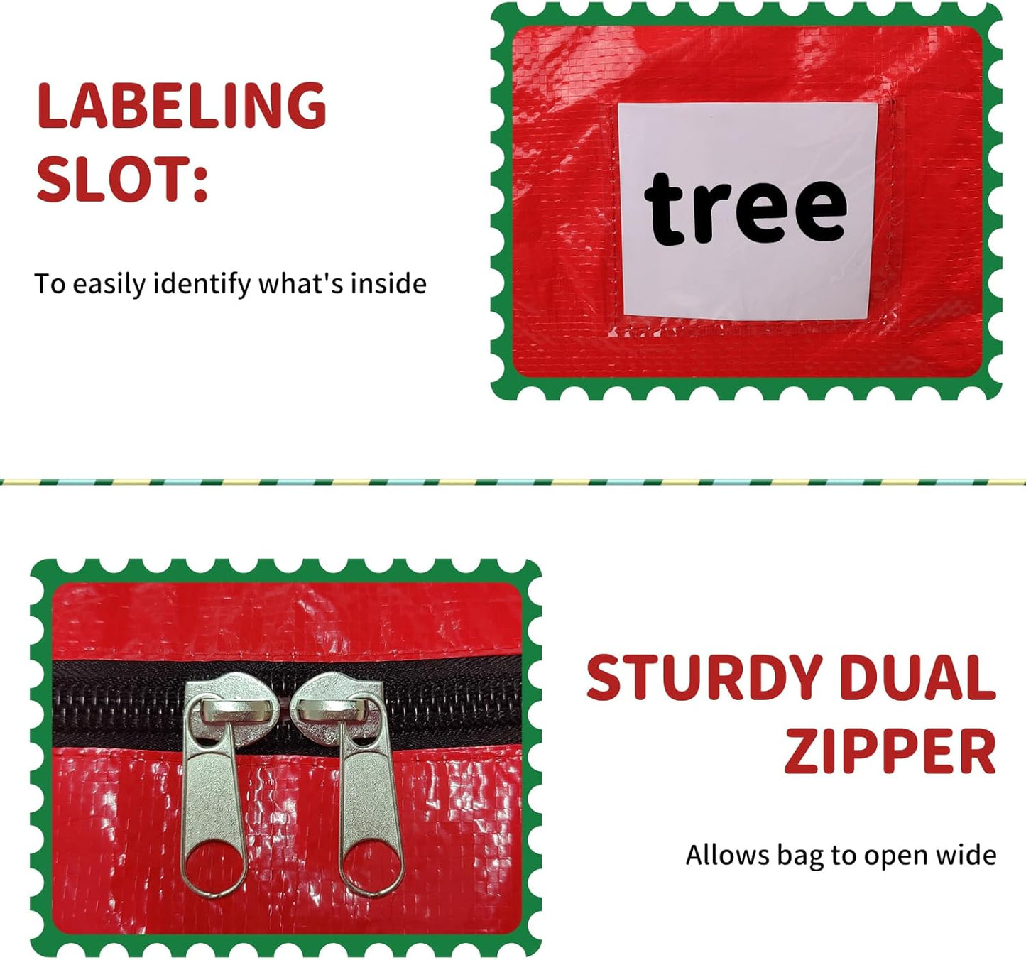 Christmas Tree Storage Bag, Fits 9 Ft Holiday Xmas Artificial Tall Disassembled Tree, Waterproof Christmas Tree Bag with Durable Reinforced Handles & Dual Zipper, Labeling Card Slot, Red