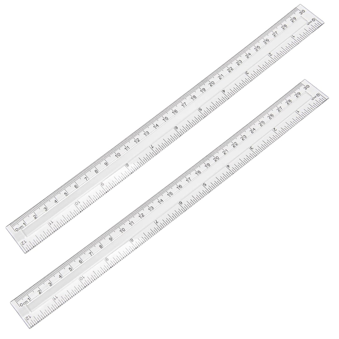 2 Pack 12 Inch Clear Plastic Ruler Straight Shatterproof Rulers Transparent Rulers for Office Supply Ruler (Clear)