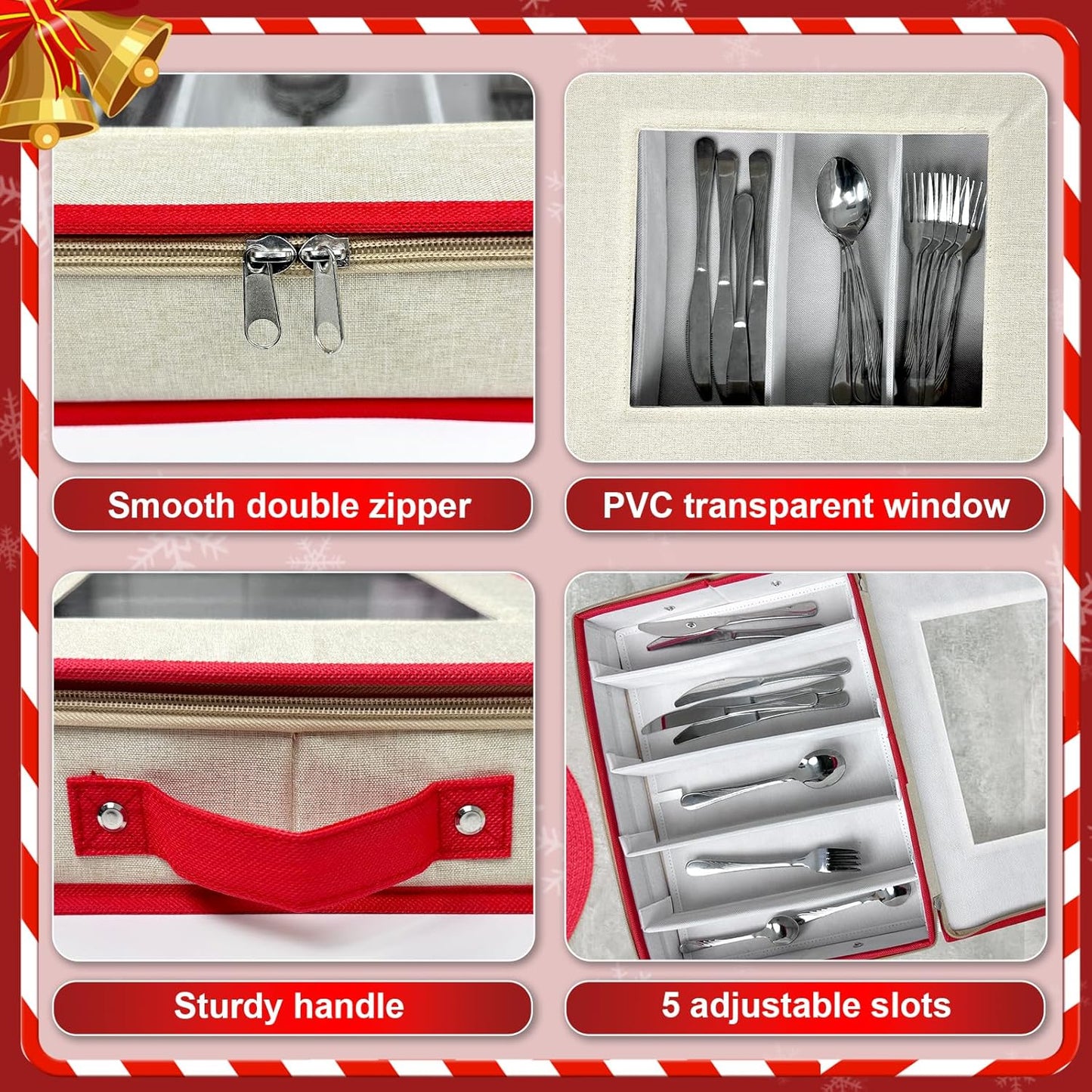 Christmas Nutcracker Storage Containers, Xmas Ornament Storage Box, Holiday Decoration Organizer with Adjustable Dividers, Each Holds 5 Holiday Figurines up to 10”- Nutcracker NOT Included