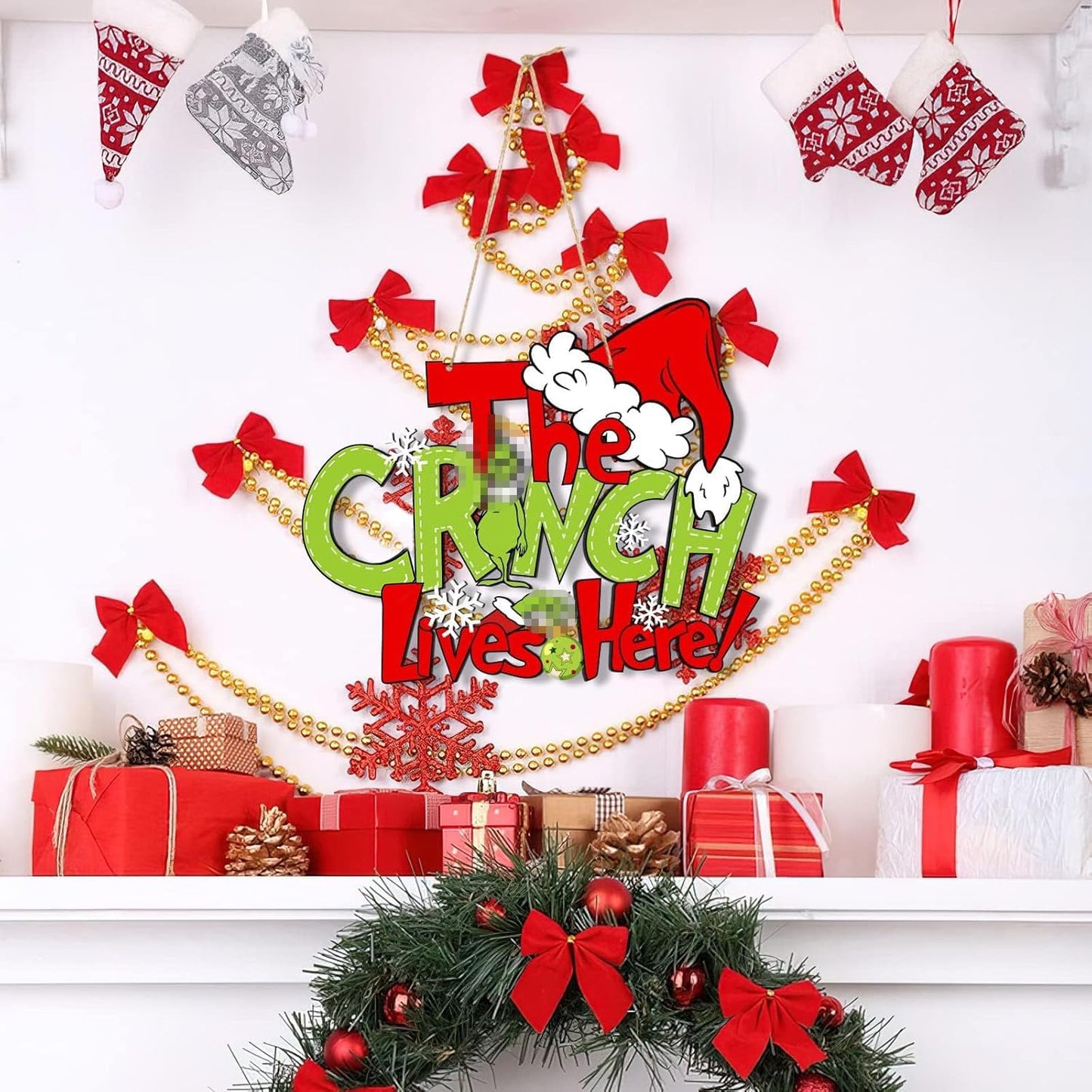 Christmas Decorations Hanging Sign - Christmas Wooden Door Sign Thief Stole Decor for Holiday Xmas Door Wall Tree Decorations Indoor Outdoor