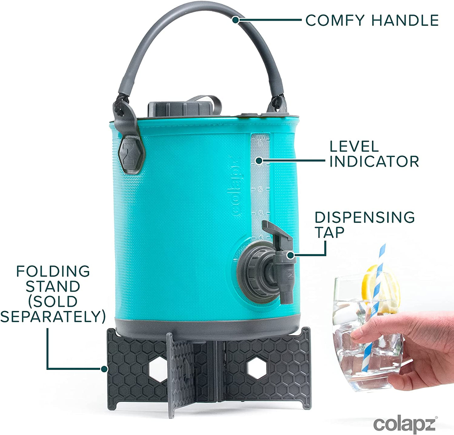 Colapz 2-In-1 Collapsible Camping Water Container with Spigot - 2 Gallon Portable Bucket & Camping Water Jug with Spout - Sports Water Jug - RV Bucket - Water Jug Dispenser - Camping Essentials