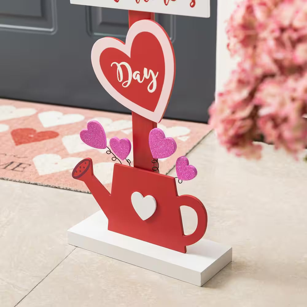 35.75 In.H Valentine'S Wooden Heart and Love House Porch Decor(Kd)