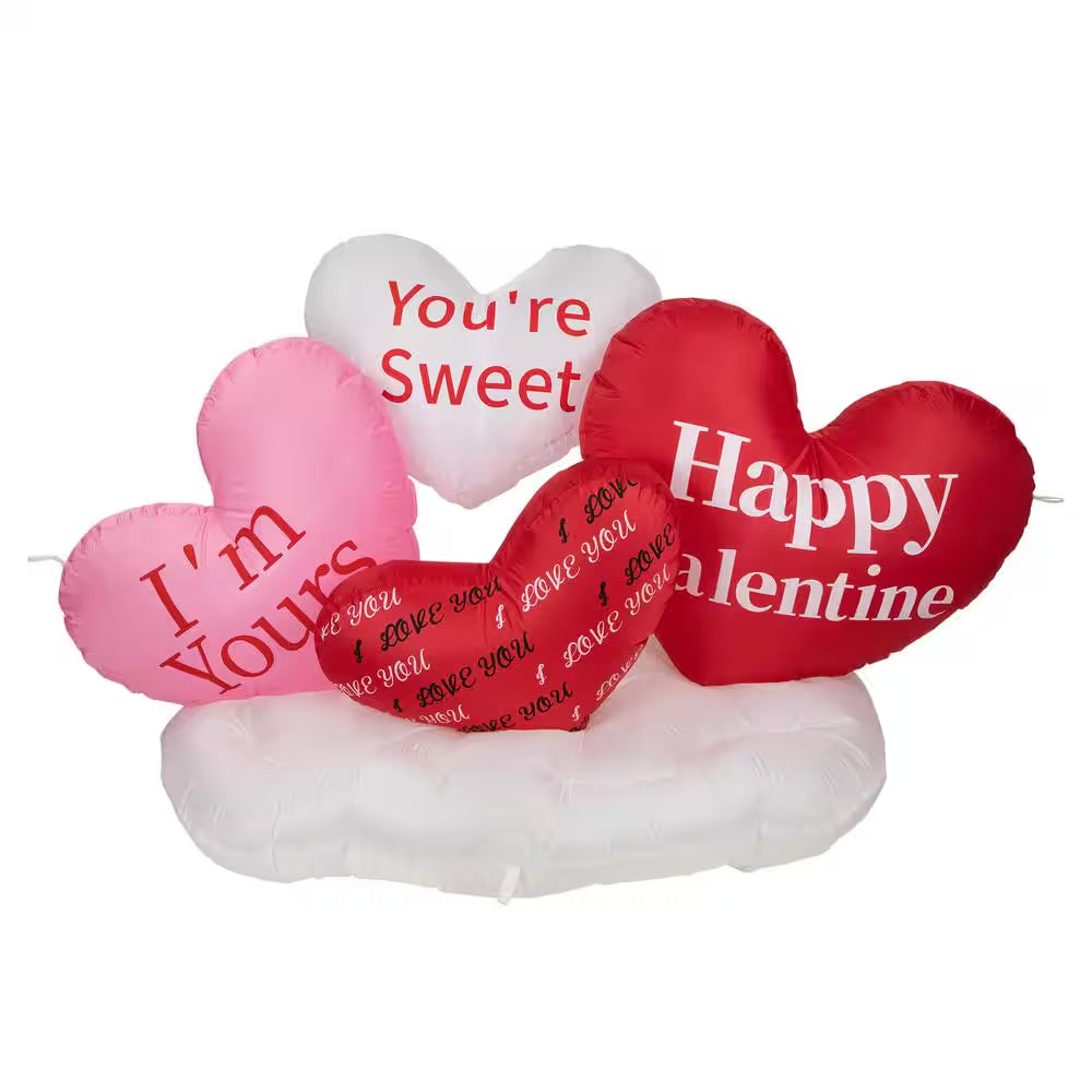 5 Ft. Inflatable Lighted Valentine'S Day Conversation Hearts Outdoor Decoration