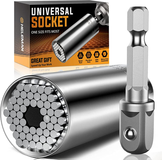 Super Universal Socket Tools Gifts for Men - Valentines Day Gifts for Him Mens Gift Socket Set with Power Drill Adapter(7-19 MM) Cool Gadgets for Men Women Husband Birthday Fathers Day Gift for Dad