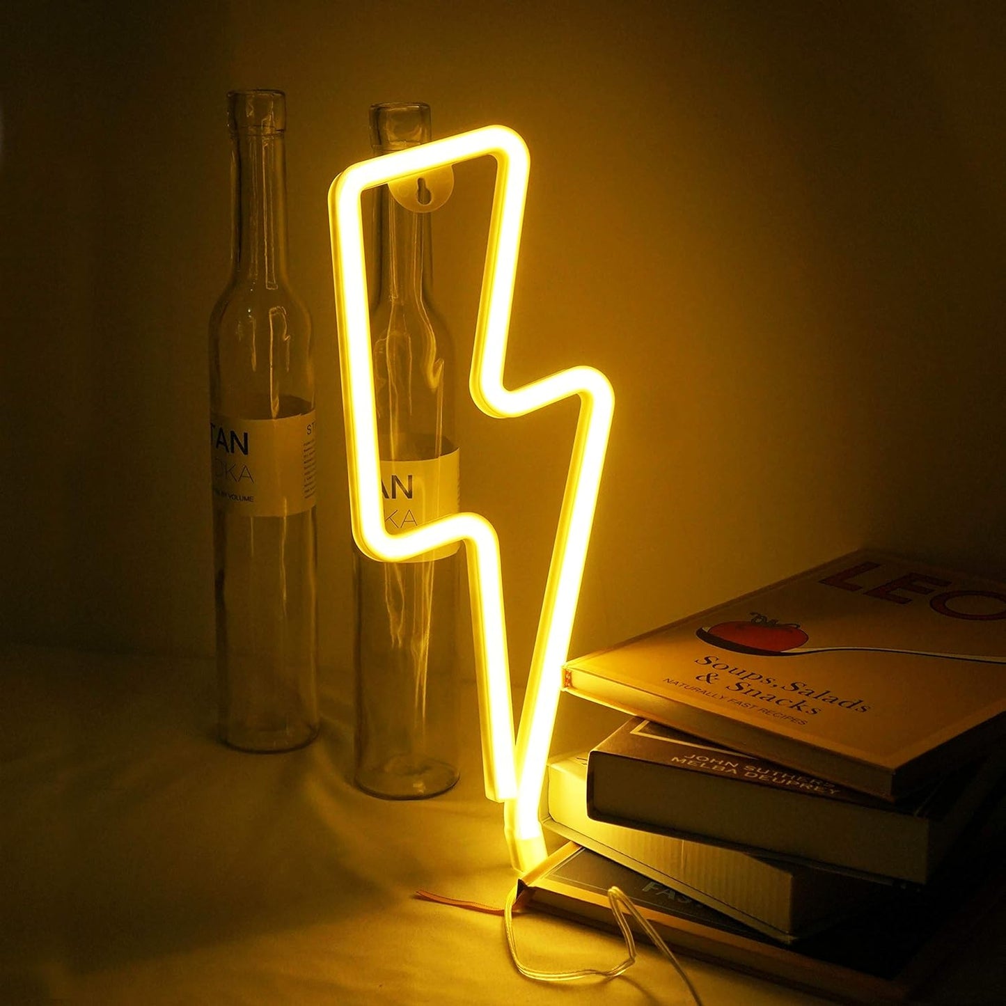 Lightning Neon Sign, Battery or USB Powered LED Night Light for Kids Room, Cute Bedroom Wall Decor for Festival, Party Decorations