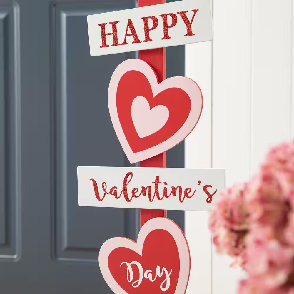 35.75 In.H Valentine'S Wooden Heart and Love House Porch Decor(Kd)