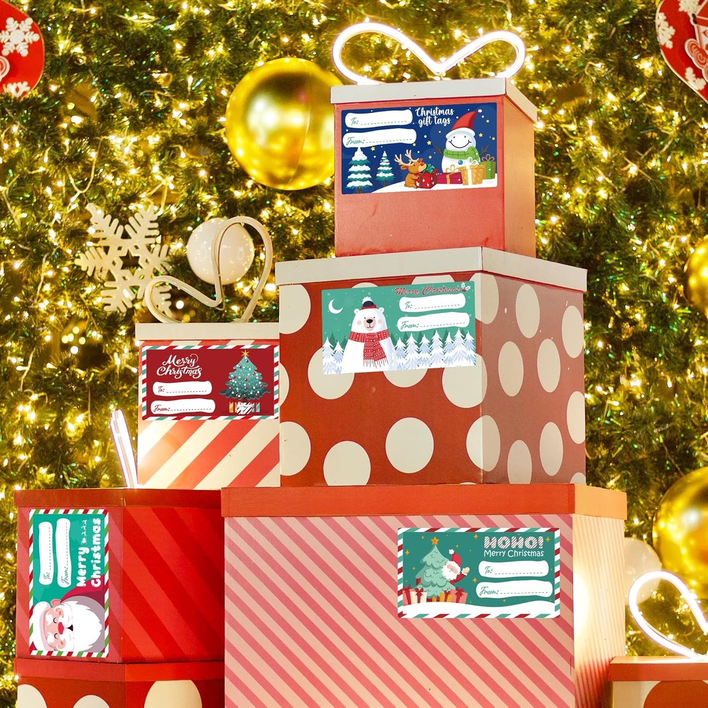 500 PCS Christmas Gift Tags - Gift Tags for Christmas Presents - Christmas Gifts for Women Men Kids - Christmas Wrapping Paper - Christmas Decorations - Christmas Gift Bags (2.95 X 1.6 Inch)