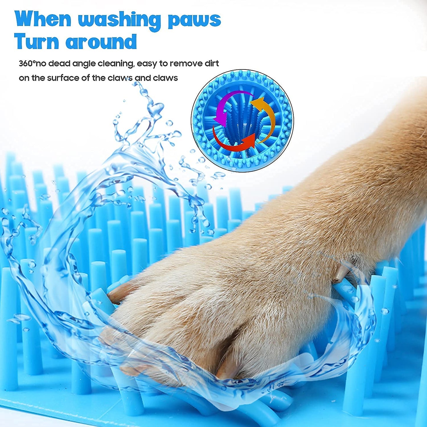 Dog Paw Cleaner, Portable Dog Foot Cleaner, Dog Scrubber for Bath, 2 in 1 Portable Silicone Pet Cleaning Brush Feet Cleaner for Dogs Grooming with Muddy Paw