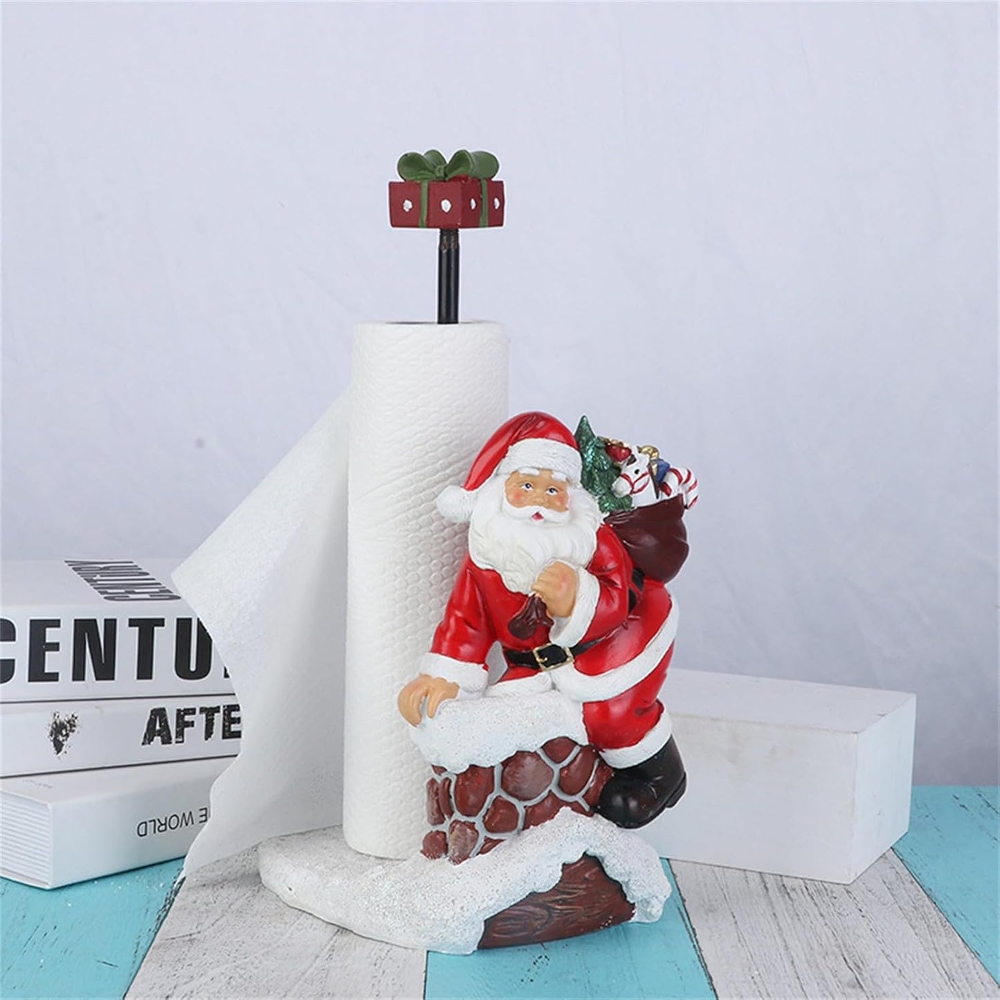 Christmas Paper Towel Holder,Santa Resin Ornament Decorative Dining Tables,Kitchen Roll Holder,Christmas Figurine Countertop Roll Dispenser Big Sale Flash Deal Cheap Item under 2 Dollar