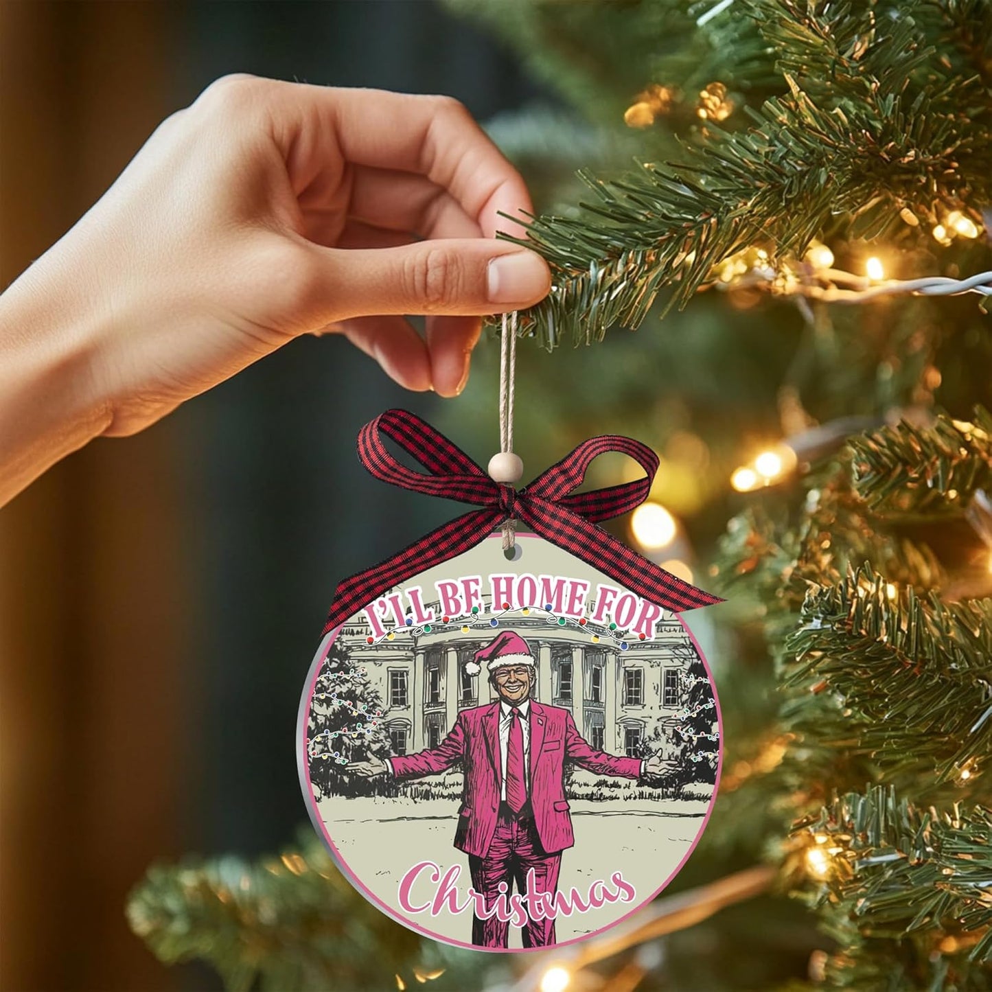 I'Ll Be Home for Christmas Ornament 2024, Trump Christmas Ornaments 2024, Trump Ornament 2024, Trump Ornaments for Christmas Tree, Funny Christmas Ornaments, 2024 Trump Items