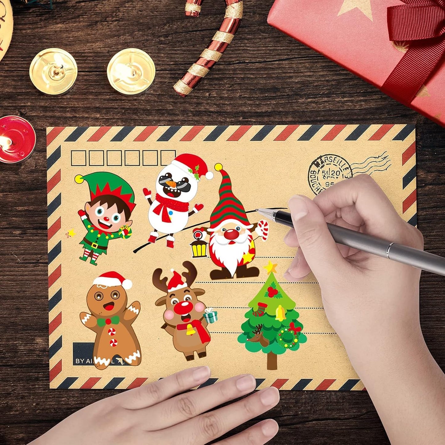 36 Sheets Christmas Party Games Sticker, Make Your Own Gnome Gingerbread Man Snowman Reindeer Face Christmas Character Stickers, Mix and Match Sticker Sheets Christmas Crafts Activities Sticker For