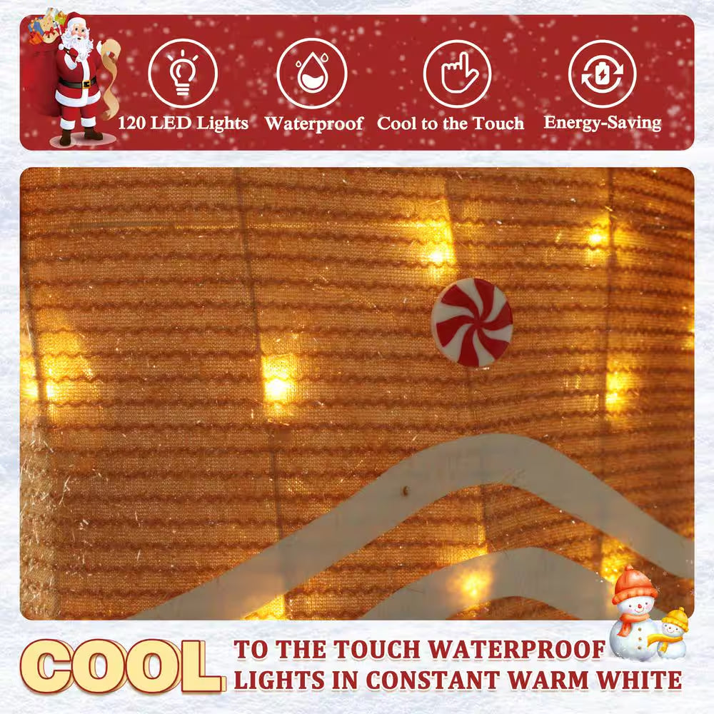 5 Ft. Gingerbread Man Outdoor Christmas Holiday Yard Decoration Warm White LED