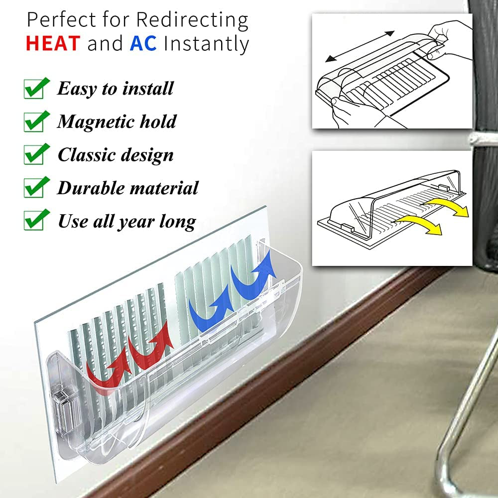 Unbreakable Air Deflector 8" to 12" Adjustable Heat and Air Vent Deflector Magnetic for Floor Registers, Also Work for Vents, Sidewall, and Ceiling Registers