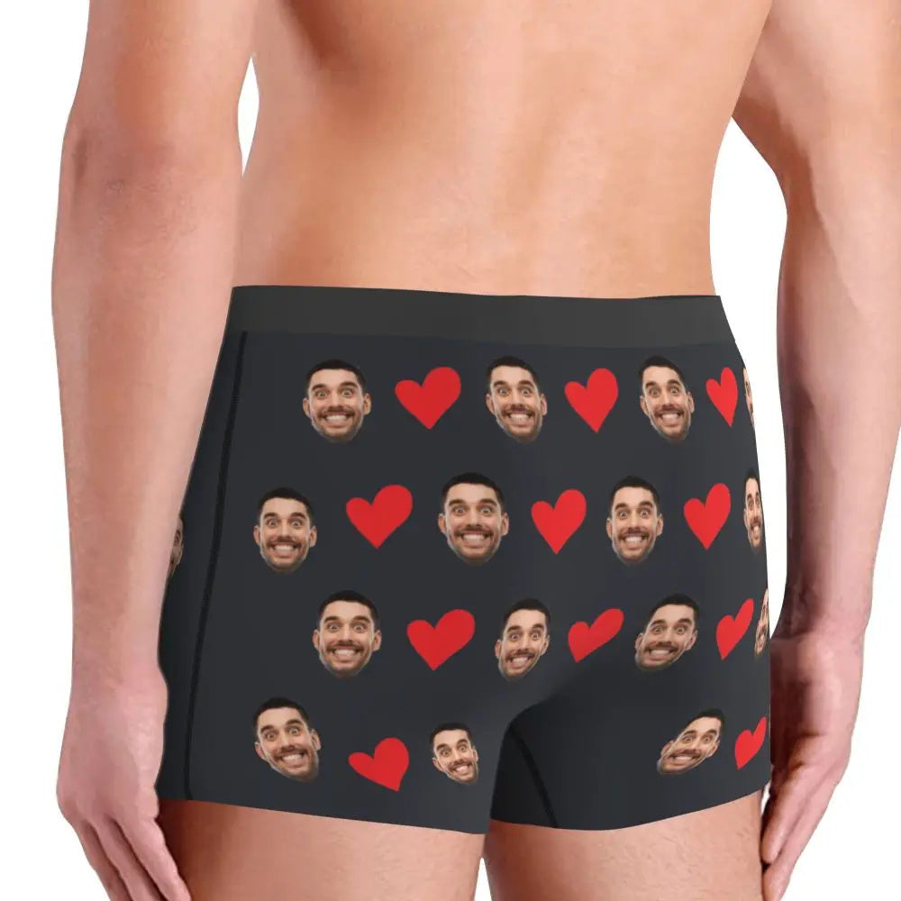 Personalized Face Photo Underwear  Custom Heart Boxer Briefs Custom Men Briefs Gift For Husband - Anniversary Gift For Dad