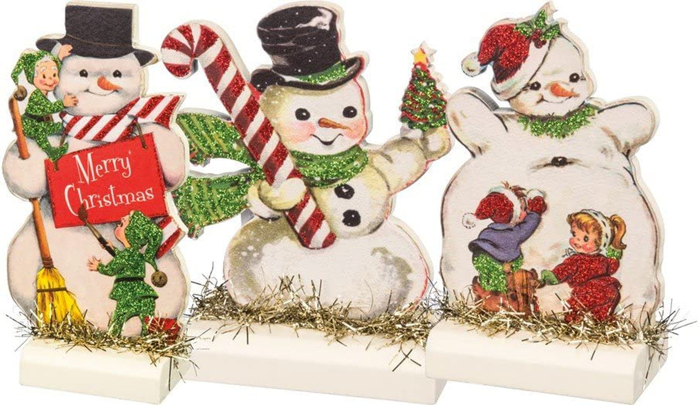 Vintage Christmas Stand up Set, Set of 3, Retro Snowmen, 3 Piece, 32297