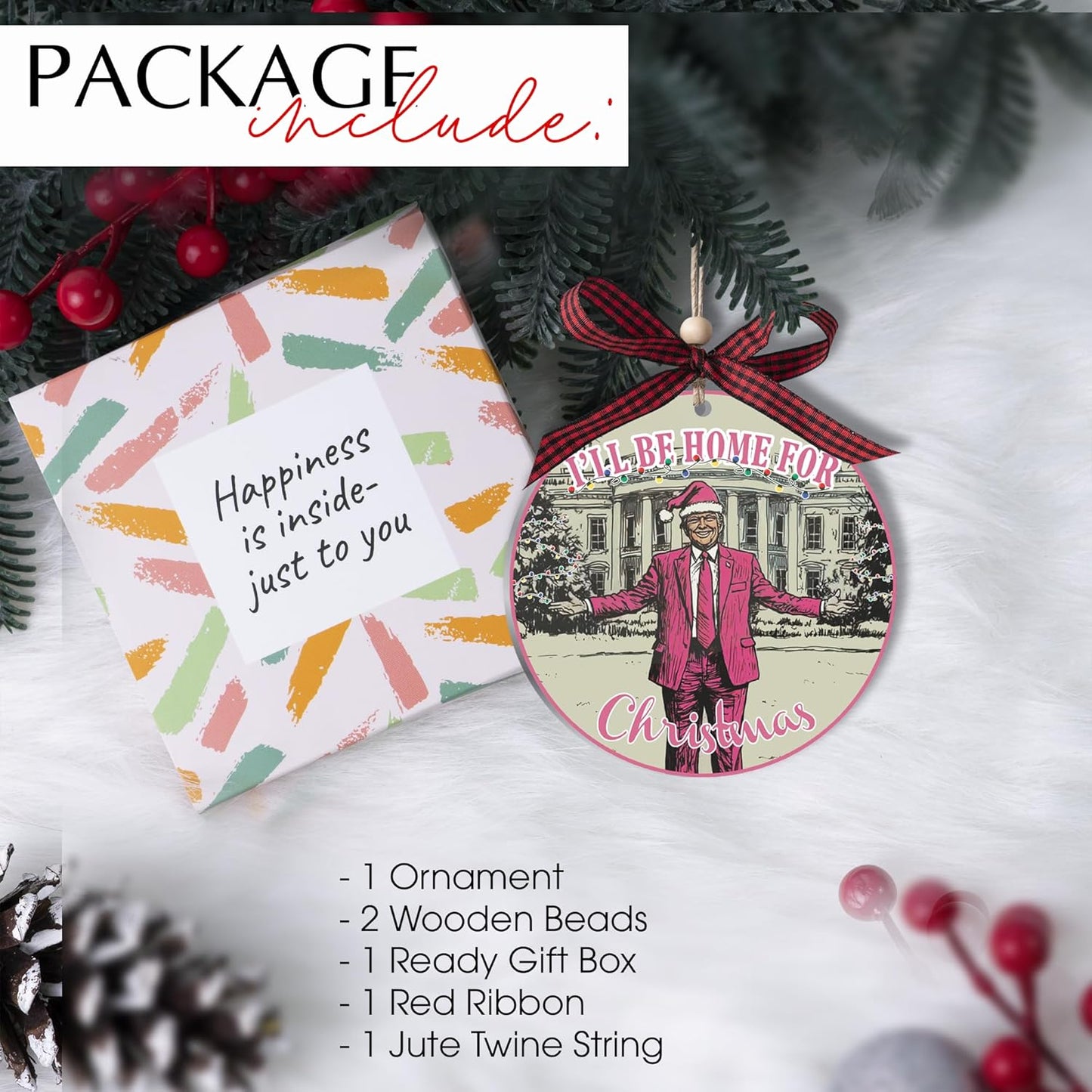 I'Ll Be Home for Christmas Ornament 2024, Trump Christmas Ornaments 2024, Trump Ornament 2024, Trump Ornaments for Christmas Tree, Funny Christmas Ornaments, 2024 Trump Items