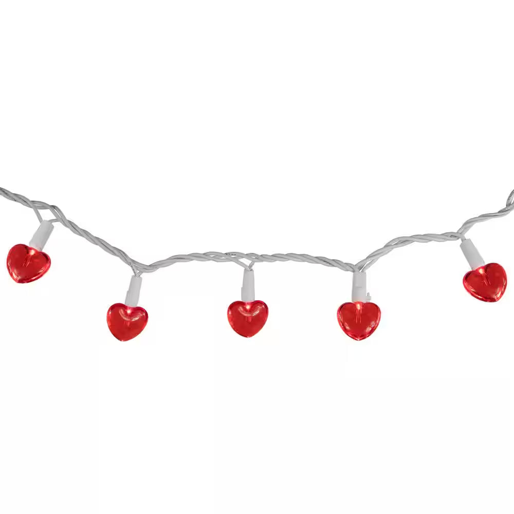 4.75 Ft. 20-Light Red Valentine'S Day Heart Mini LED Lights with White Wire