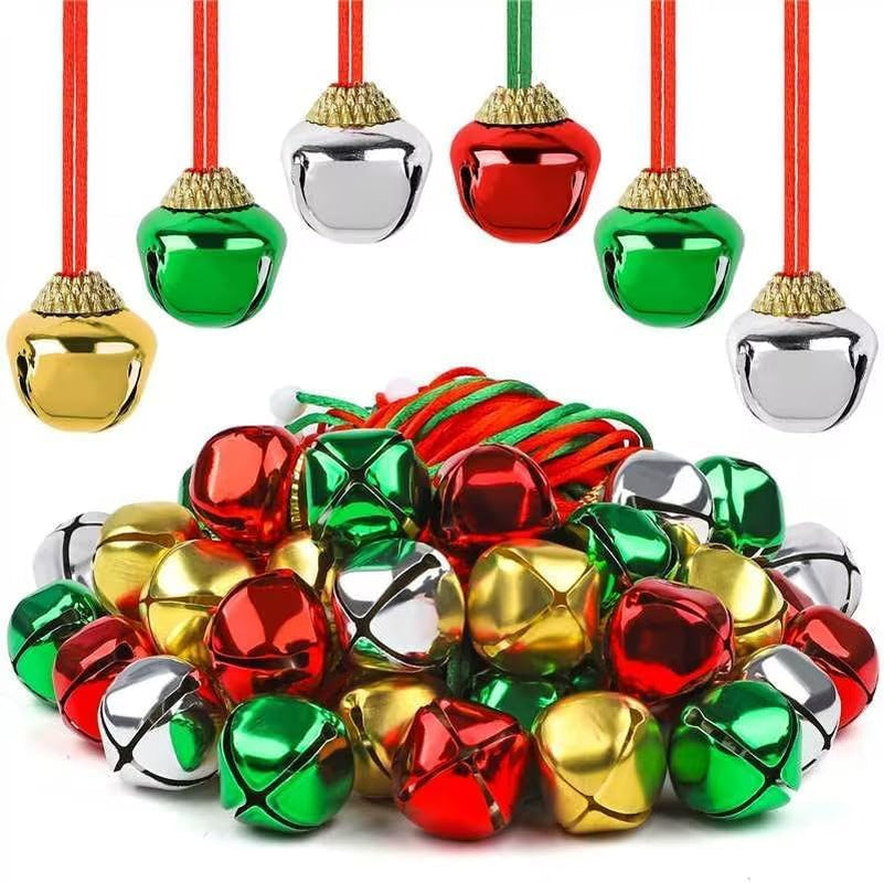24 Pieces Christmas Jingle Bell Necklaces Christmas Decoration Bell Necklaces with Connect Ribbons for Christmas Supplies