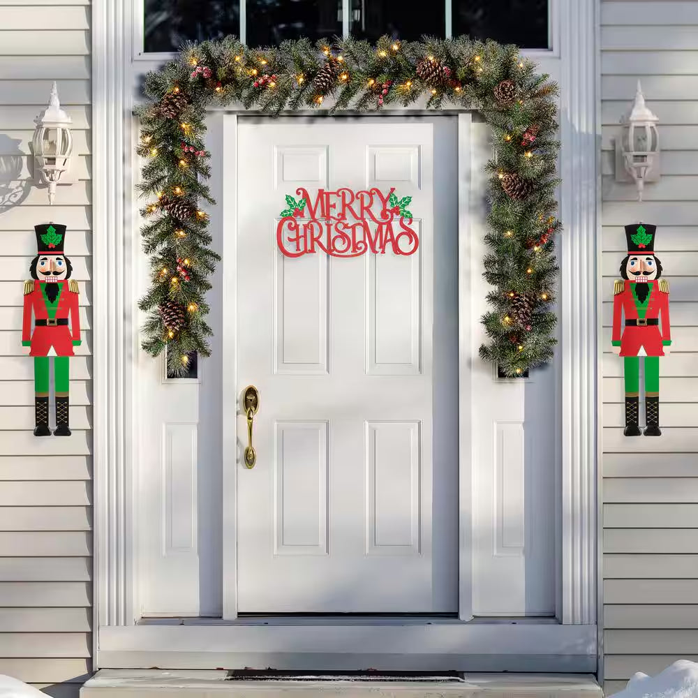 32 In. H Metal Nutcracker Christmas Yard Decor MERRY CHRISTMAS Yard Stake (Set of 3)