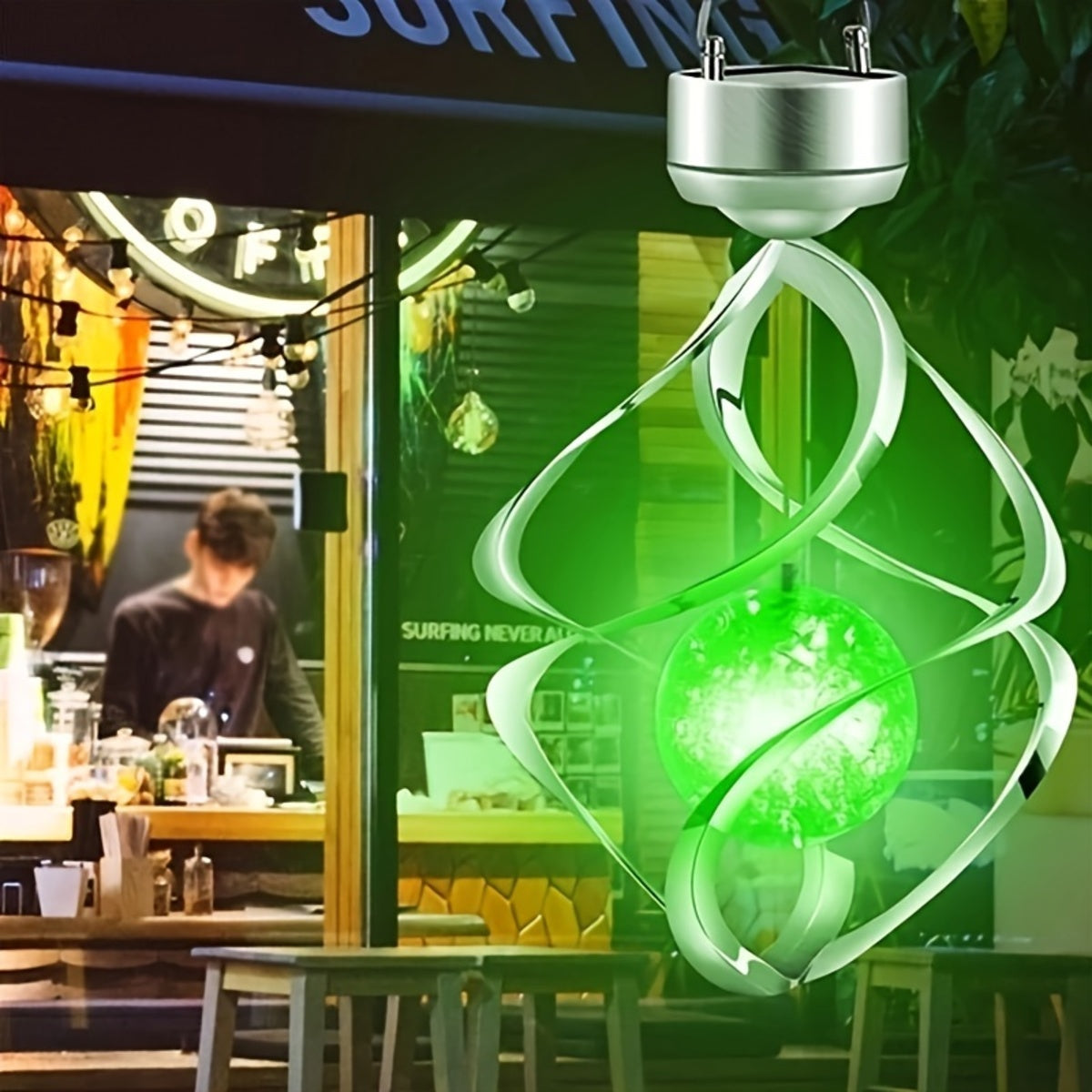 Wind Spinner Solar Light, LED Wind Chimes, Outdoor Decor Changing Color Ball Wind Chimes Solar Hanging Lantern for Home Garden Outdoor Decoration