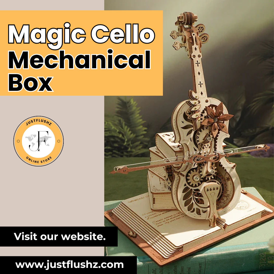 Robotime ROKR Magic Cello Mechanical Music Box Moveable Stem Funny Creative Toys For Child Girls 3D Wooden Puzzle AMK63