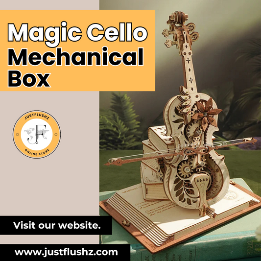 Robotime ROKR Magic Cello Mechanical Music Box Moveable Stem Funny Creative Toys For Child Girls 3D Wooden Puzzle AMK63