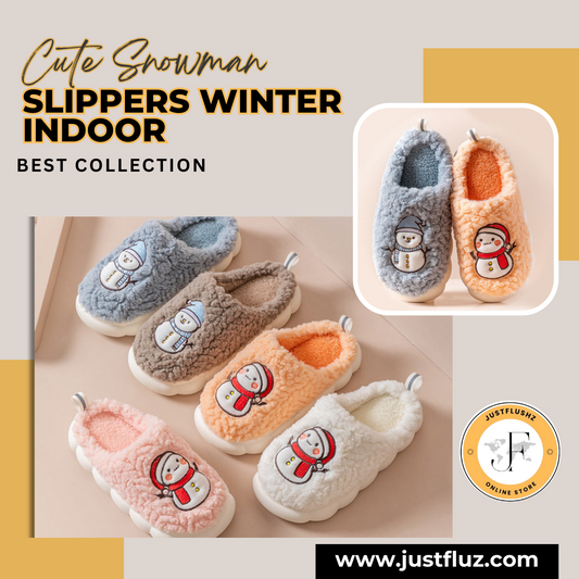 Cute Snowman Slippers Winter Indoor Household Warm Plush Thick-Soled Anti-slip Couple Home Slipper Soft Floor Bedroom House Shoes