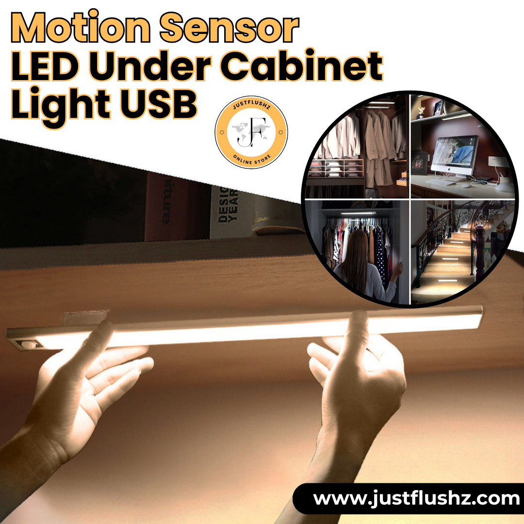 Motion Sensor LED Under Cabinet Light USB Rechargeable Wardrobe Closet Night Light For Kitchen Indoor Wall Lamps