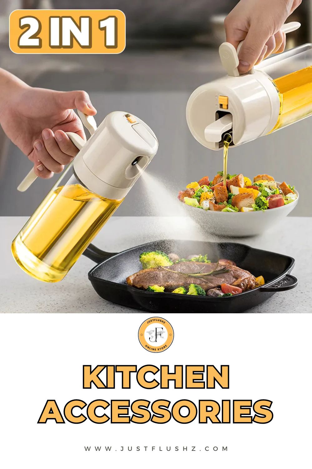 2 In 1 Oil Sprayer Bottle BBQ Cooking Oil Dispenser Olive Oil Pourers Sprayer Kitchen Baking Oil Mister Vinegar Bottle