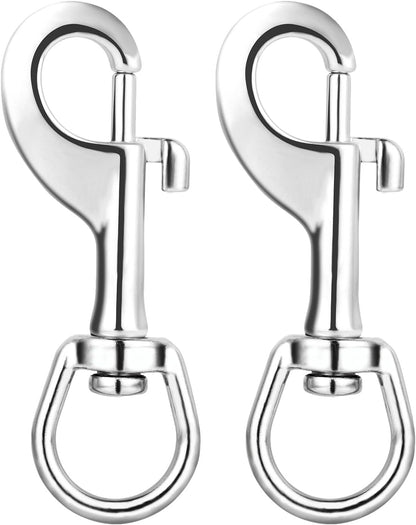 Heavy-Duty 3.5" Swivel Snap Hooks for Flag Poles - Marine Grade Stainless Steel Clips for Flagpole Rope, Diving, and Dog Leashes, 2 Pack, 350 lbs Capacity