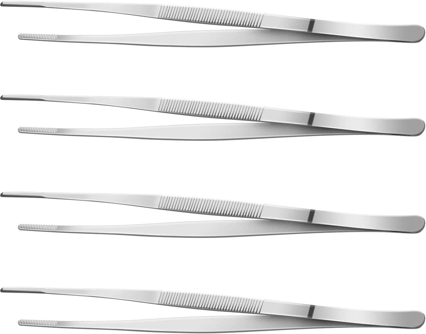 4 Packs Bar Tweezers 8 Inch Long Garnish Tongs Tweezers Bar Tongs Stainless Steel Korean Bbq Tongs for Bar Bartender Cocktail Cooking Food