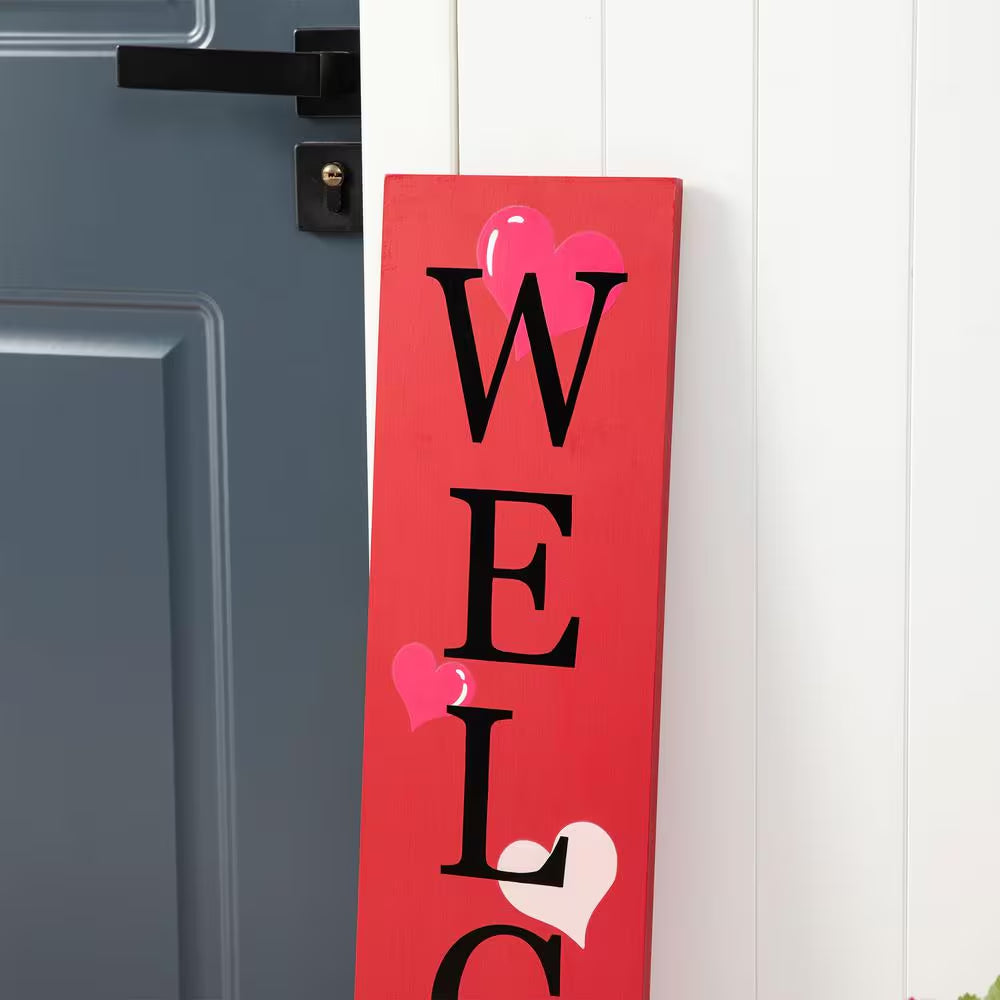 36 In. H Valentine'S Wooden Welcome Porch Sign