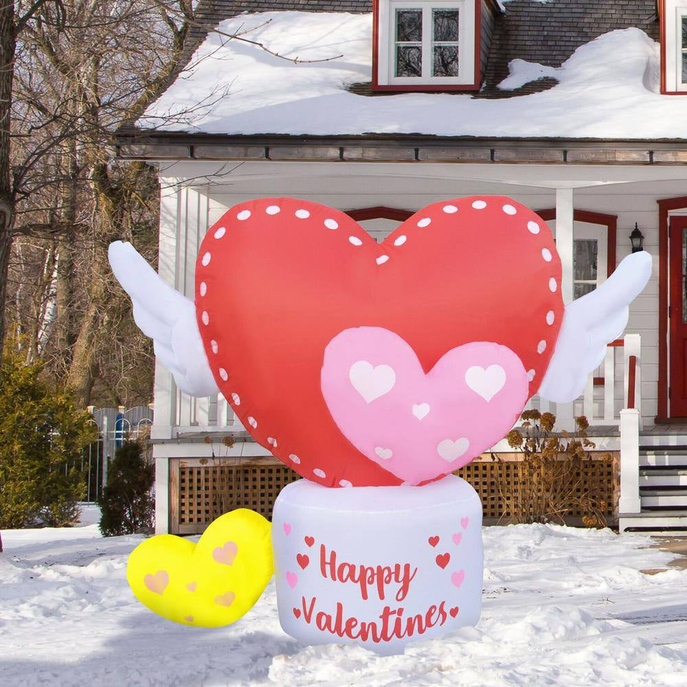 5 Ft. Light up Valentine'S Day Flying Hearts with Wings Inflatable