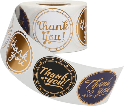 Thank You Stickers 2 Inch Round, 500Pcs Waterproof Thank You Stickers for Packaging, Foil Thank You for Supporting My Small Business Stickers