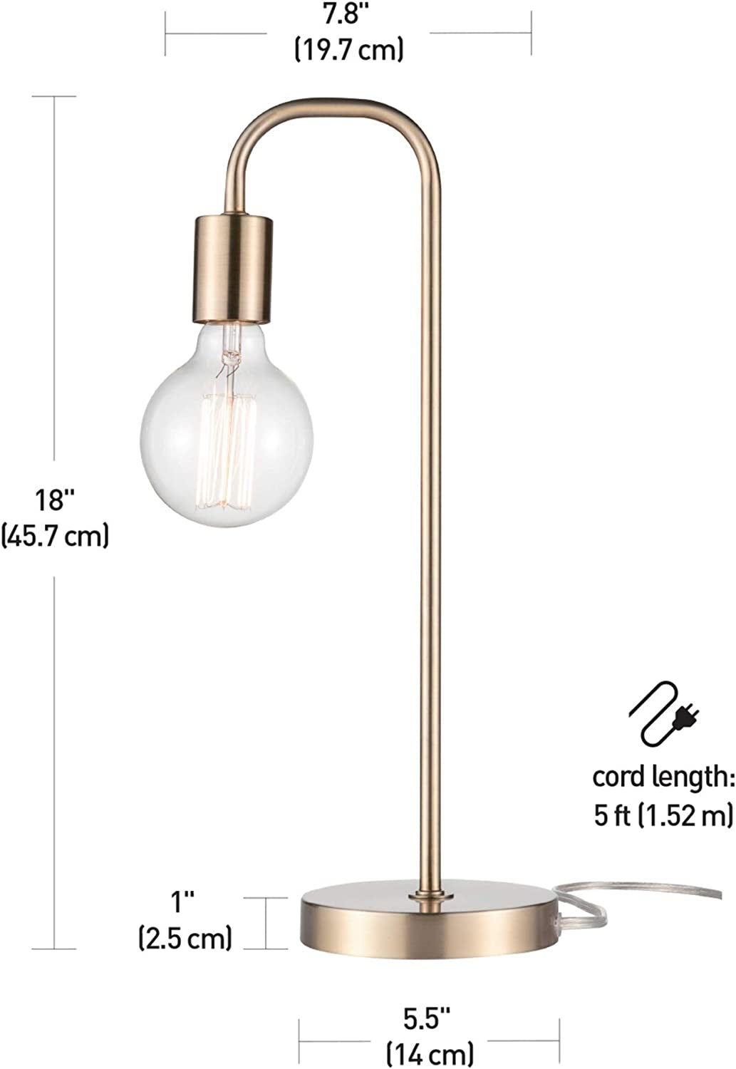 Globe Electric 67433 18" Table Lamp, Matte Brass, Table Lamp for Living Room, Home Décor, Lamps for Bedrooms, Room Décor, Nightstand, Home Improvement, Reading Lamp, E26 Base Socket, Home Décor