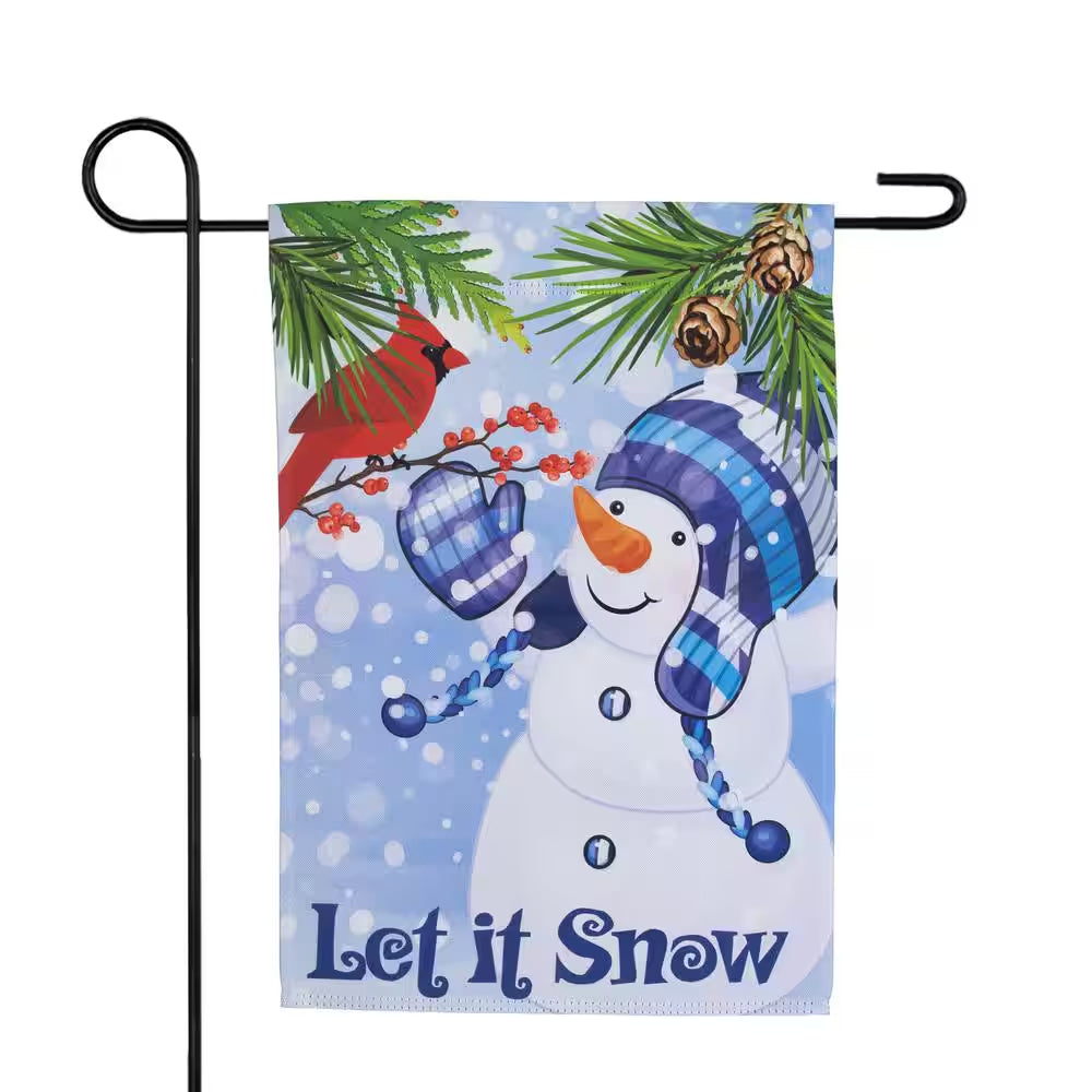 12.5 In. X 18 In. Let It Snow Snowman and Cardinal Outdoor Garden Flag