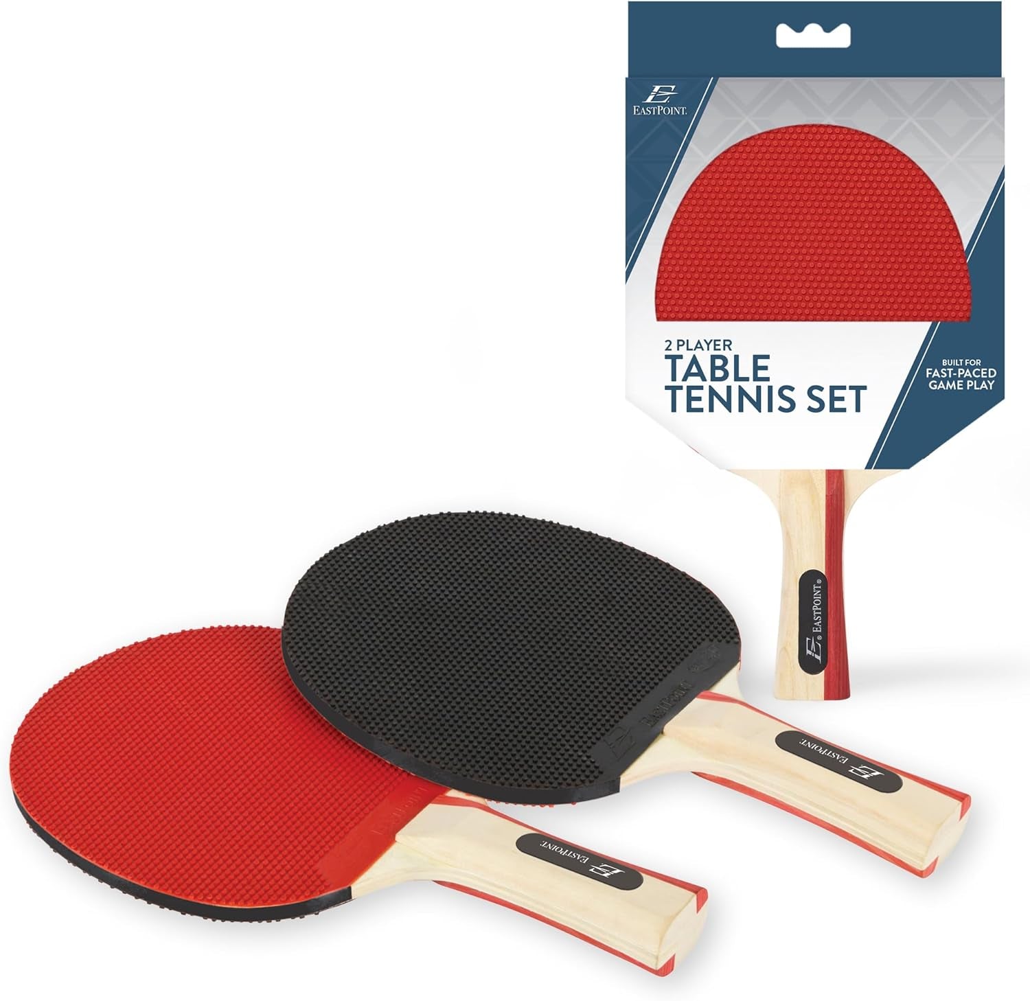 2 Player Table Tennis Paddle Set - Includes 2 Pip-Out Ping Pong Paddles