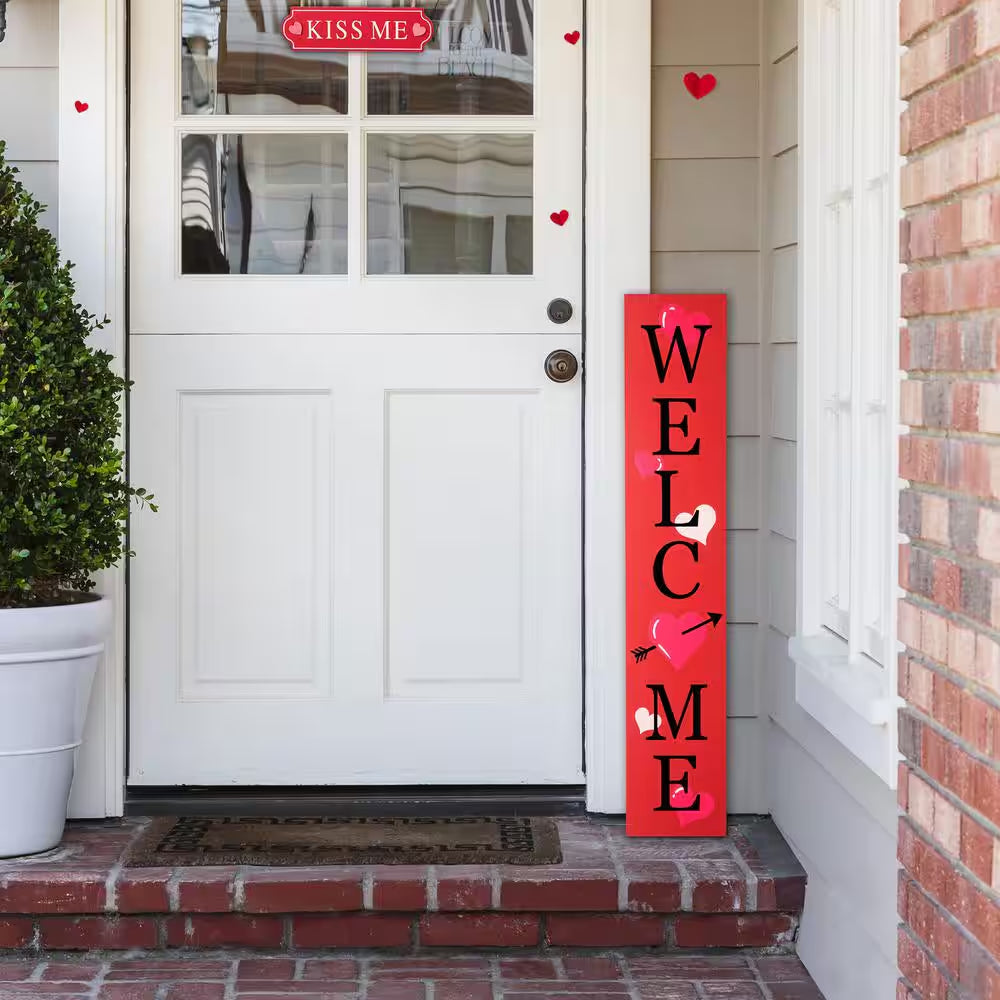 36 In. H Valentine'S Wooden Welcome Porch Sign