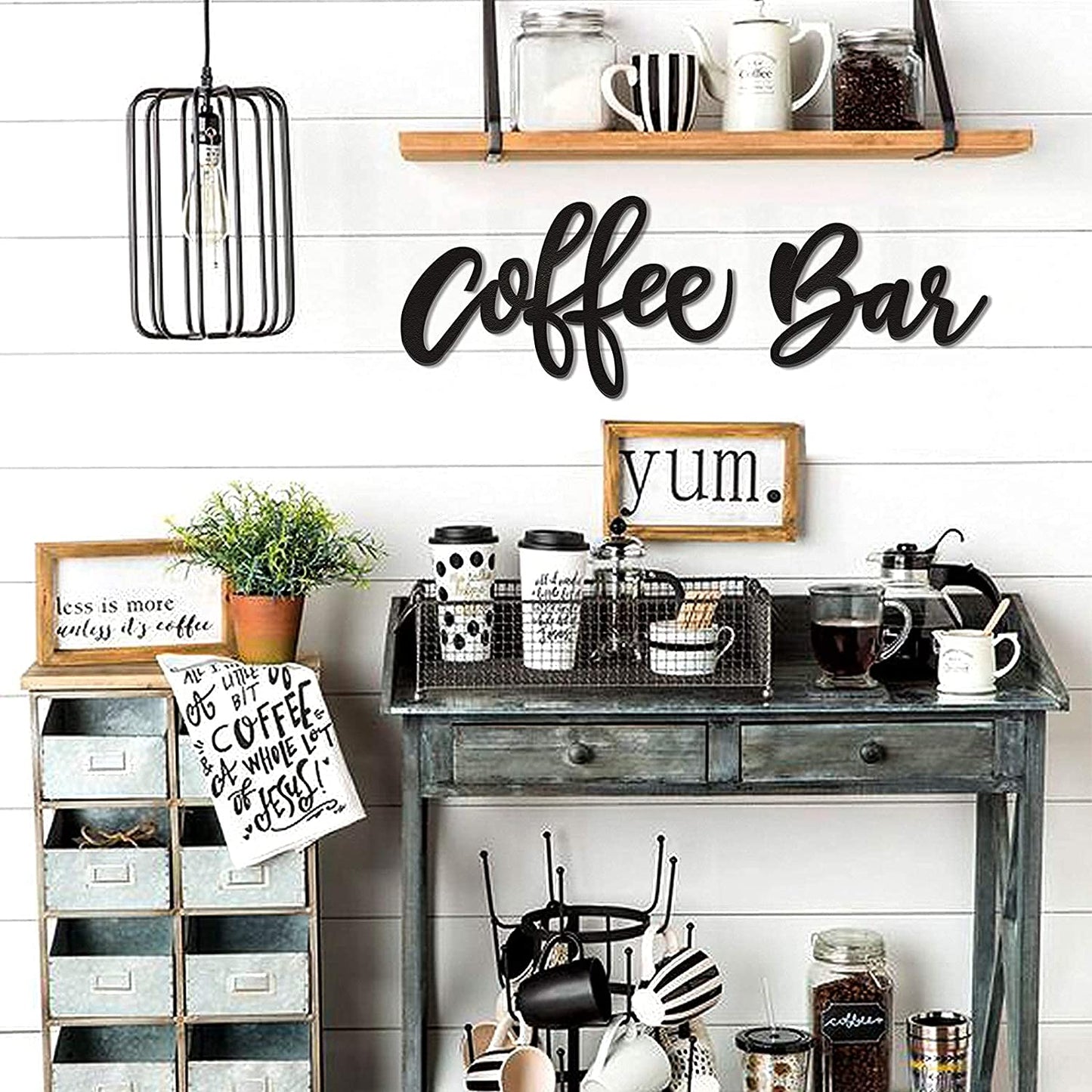 "Elegant Wooden Coffee Bar Wall Sign - Farmhouse Decor for Kitchens, Cafes, and Restaurants | Ideal Gift for Coffee Enthusiasts"