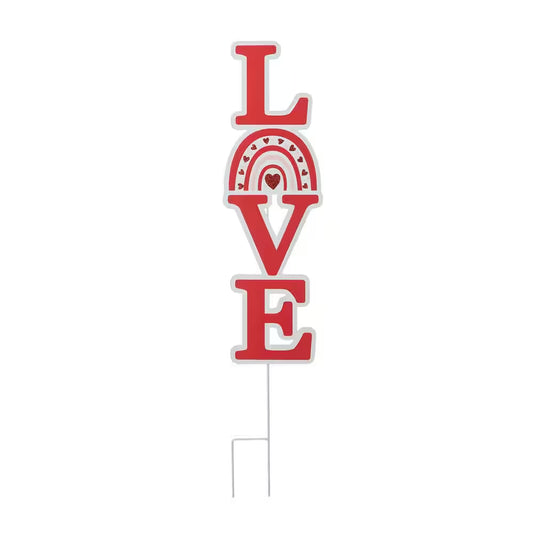 36 In. H Valentine'S Metal Rainbow In.Love In. Yard Stake（Kd, 2 Function)