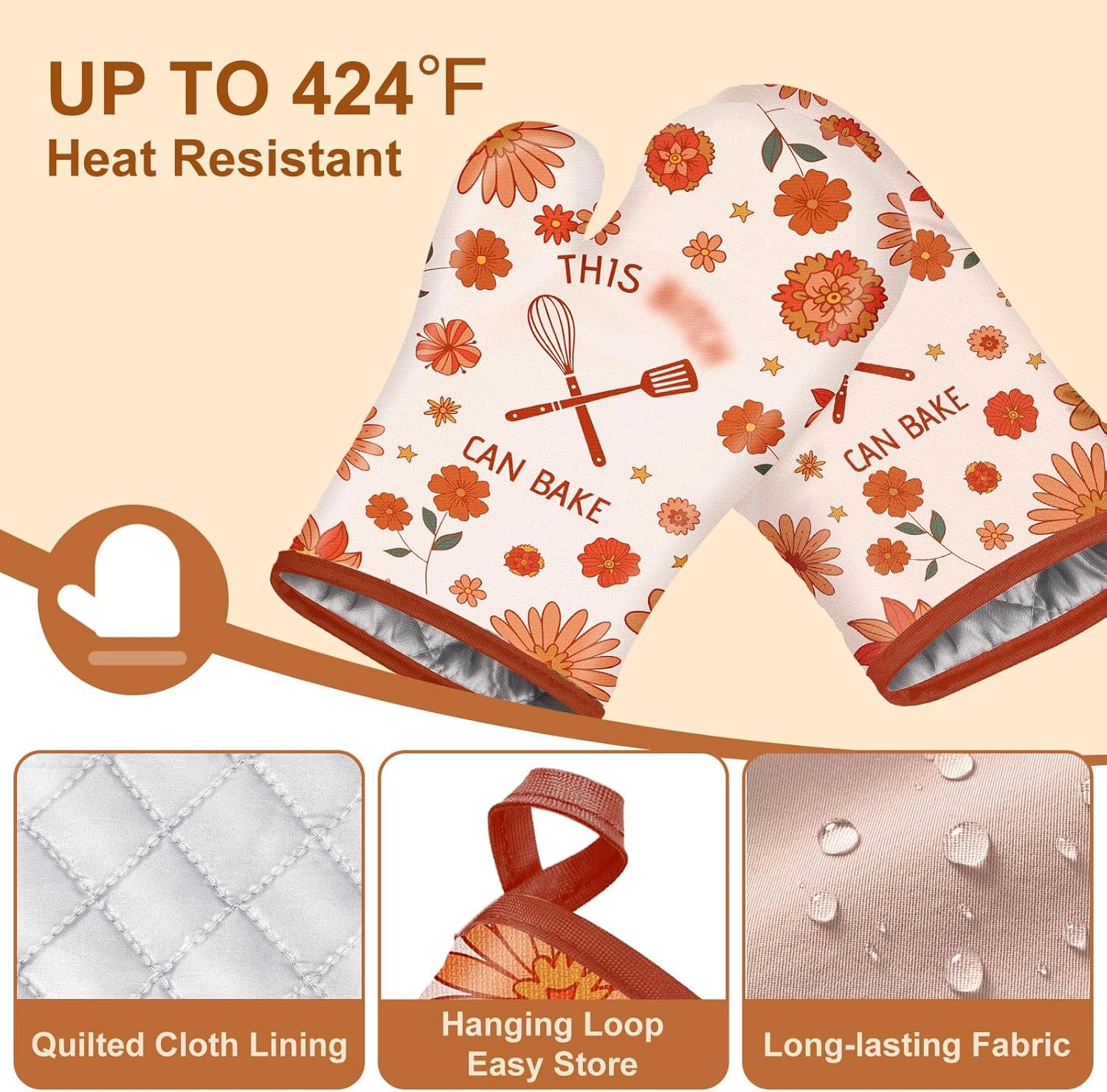 Professional Heat-Resistant Oven Mitts - Set of 2, Ideal for Cooking, Grilling, and Baking - Microwave Safe Kitchen Accessories