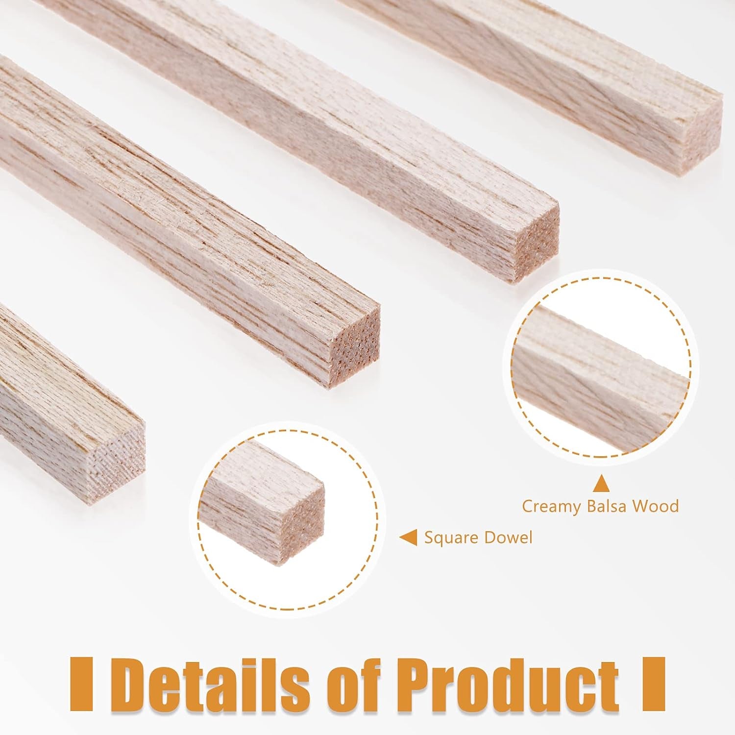 Balsa Wood Sticks 1/4 X 1/4 X 12 Inch Hardwood Square Dowels Rods Unfinished Wooden Strips for Crafts DIY Projects Models Making Supplies(30 Pieces)