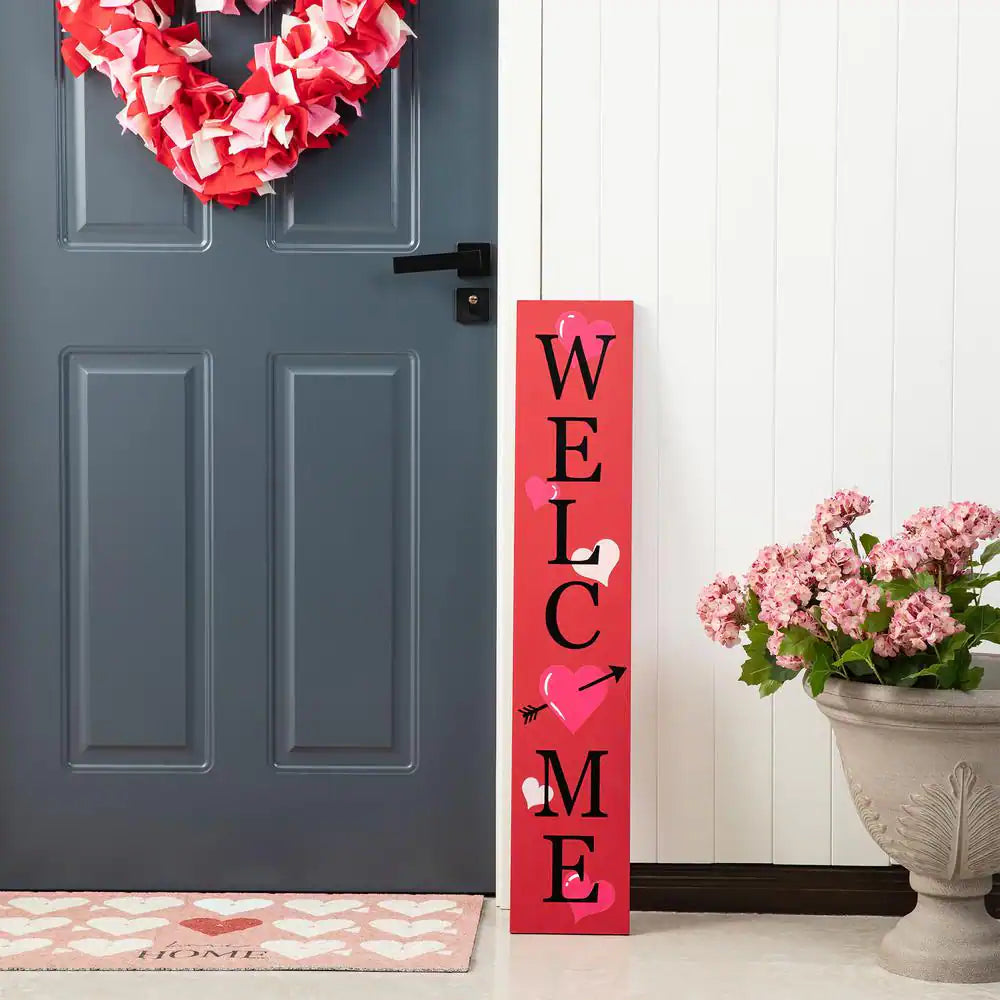 36 In. H Valentine'S Wooden Welcome Porch Sign