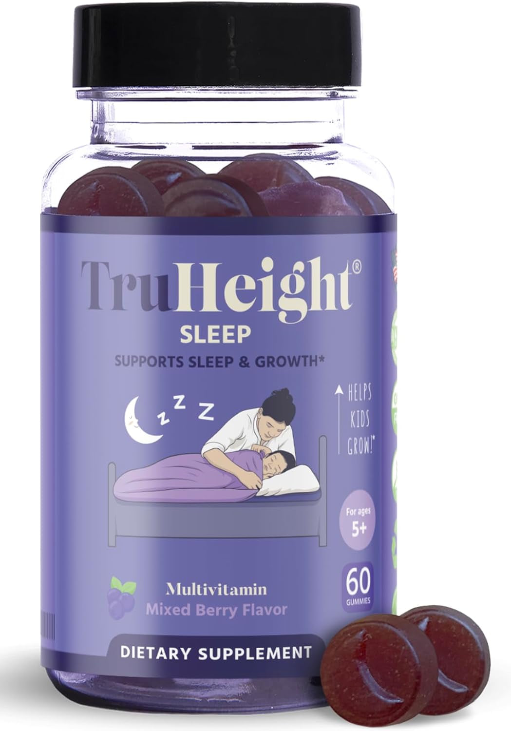 Sleep Gummies - Kids & Teen Natural Sleep Aid for Growth & Development - Endorsed by Pediatricians - Kids Melatonin Gummy - Melatonin, Ashwagandha, L Theanine, Lemon Balm, Ages 4+