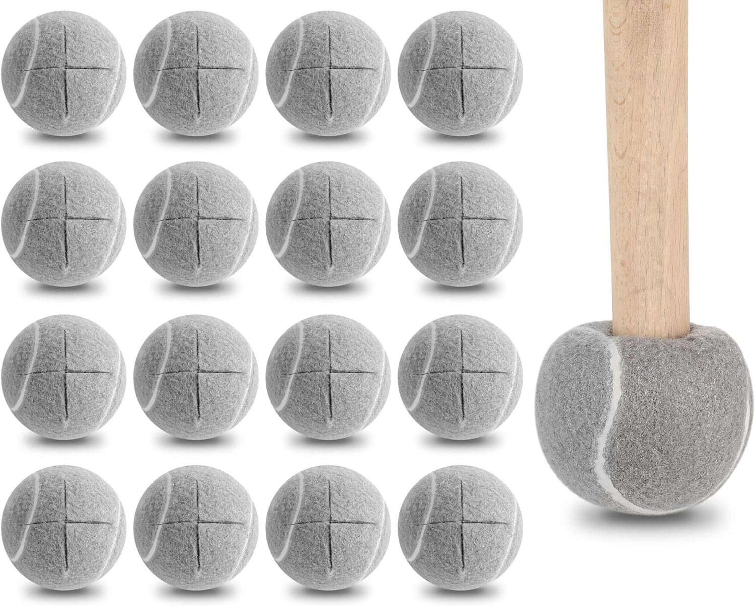 16 Pieces Precut Tennis Balls for Chairs Tennis Ball Chairs Foot Covers Tennis Balls for Furniture Leg for Classroom Floor Protection Chair Desk Legs Coverings (Gray)