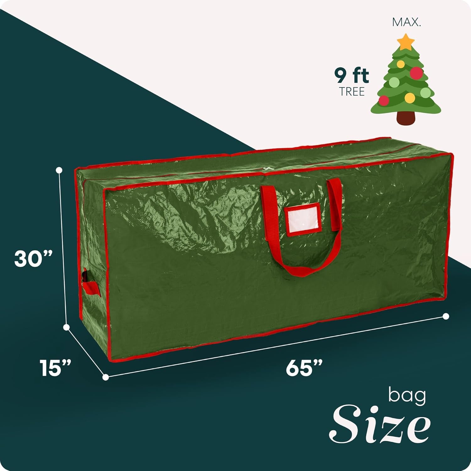 , Christmas Tree Storage Bag - Stores 9 Foot Artificial Xmas Holiday Tree, Durable Waterproof Material, Zippered Bag, Carry Handles. Protects against Dust, Insects and Moisture.